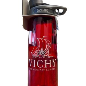 red camelbak water bottle with Vichy logo