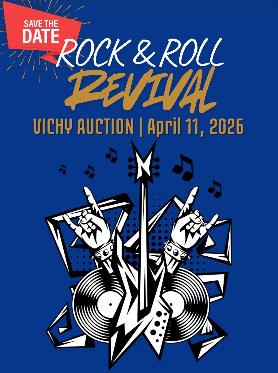 VPC Rock & Roll Revival event poster with icons and April 11, 2026 date